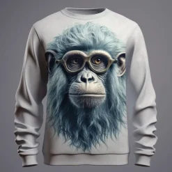 Men's Graphic Orangutan Sweatshirts Golf Pullover Sweatshirt Long Sleeve Sweatshirt Crew Neck Fashion Daily Casual 3D Print Vacation Holiday Going out Print Spring & Fall