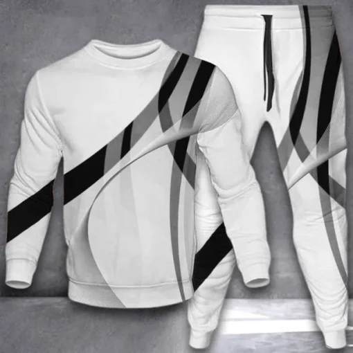 Men's Graphic 2pcs 3D Sweatshirt Sets Tracksuit Long Sleeve Long pants Crew Neck Streetwear Sportswear Basic Sports & Outdoor Casual Sports Print Spring Fall Black Red Blue