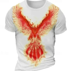 Men's Graphic Phoenix Fire T shirt Short Sleeve T shirt 3D Print Crew Neck Shirt Daily Designer Retro Vintage Sports Outdoor Holiday Going out Black White Burgundy Spring & Summer Clothing Apparel S