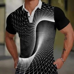 Men's Graphic Polo Shirts Golf Shirt Short Sleeve Polo Shirts Collared Shirts Casual Vacation Wear Rave Wear Party Outfits Buttons 3D Print Summer Spring Blue Green Gray
