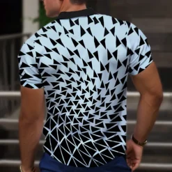 Men's Graphic Polo Shirts Golf Shirt Short Sleeve Polo Shirts Collared Shirts Casual Vacation Wear Rave Wear Party Outfits Buttons 3D Print Spring & Summer Blue