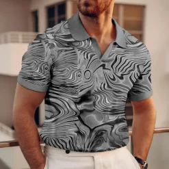 Men's Graphic Polo Shirts Golf Shirt Short Sleeve Polo Shirts V Neck Casual Vacation Wear Rave Wear Party Outfits 3D Print Red Blue Purple