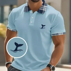 Men's Graphic Polo Short Sleeve Polo Shirts Collared Shirts Casual School Outdoor Athleisure Daily Wear 3D Print Summer Black White Blue