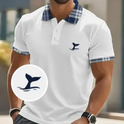 Men's Graphic Polo Short Sleeve Polo Shirts Collared Shirts Casual School Outdoor Athleisure Daily Wear 3D Print Summer Black White Blue