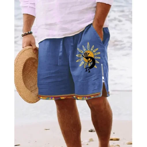 Men's Graphic Prints Board Shorts Swim Shorts Swim Trunks Mid Waist Vintage Ethnic Style Retro Vintage Casual Daily Holiday Zipper Pocket Elastic Waist Designer Clothing Apparel