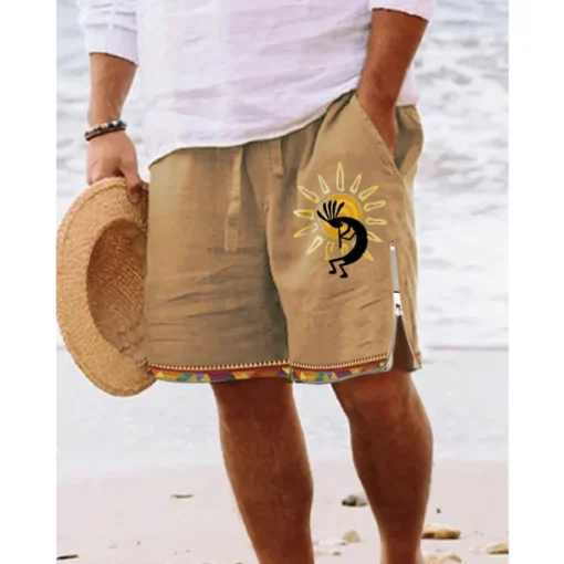 Men's Graphic Prints Board Shorts Swim Shorts Swim Trunks Mid Waist Vintage Ethnic Style Retro Vintage Casual Daily Holiday Zipper Pocket Elastic Waist Designer Clothing Apparel