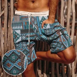 Men's Graphic Prints Geometry Summer Shorts Beach Shorts Casual Shorts Mid Waist Streetwear Stylish Ethnic Style Daily Holiday Beach Drawstring Elastic Waist 3D Print Designer Clothing Apparel