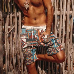 Men's Graphic Prints Geometry Summer Shorts Beach Shorts Casual Shorts Mid Waist Streetwear Stylish Ethnic Style Daily Holiday Beach Drawstring Elastic Waist 3D Print Designer Clothing Apparel