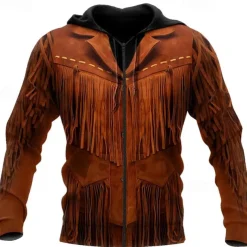 Men's Graphic Prints Hoodie Hoodies Sweatshirt Streetwear Designer Long Sleeve Hooded Sports & Outdoor Daily Sports Brown Zipper Print Spring & Fall Designer