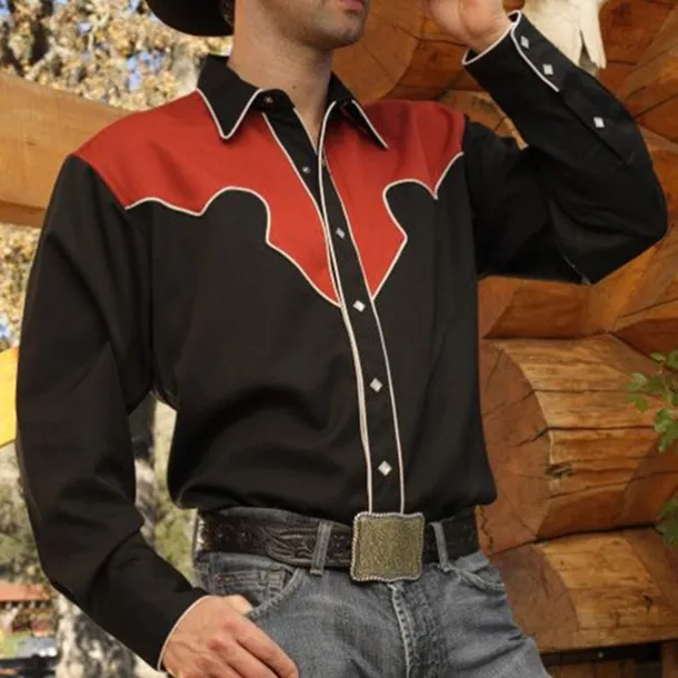 Men's Graphic Prints Shirt Western Shirt Cowboy Shirt Long Sleeve Fashion Streetwear Designer Outdoor Daily Fall & Winter Turndown Print Red