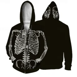 Men's Graphic Prints Skeleton Hoodie Hoodies Sweatshirt Streetwear Basic Long Sleeve Hooded Sports & Outdoor Daily Sports Black Zipper Print Spring & Fall Designer