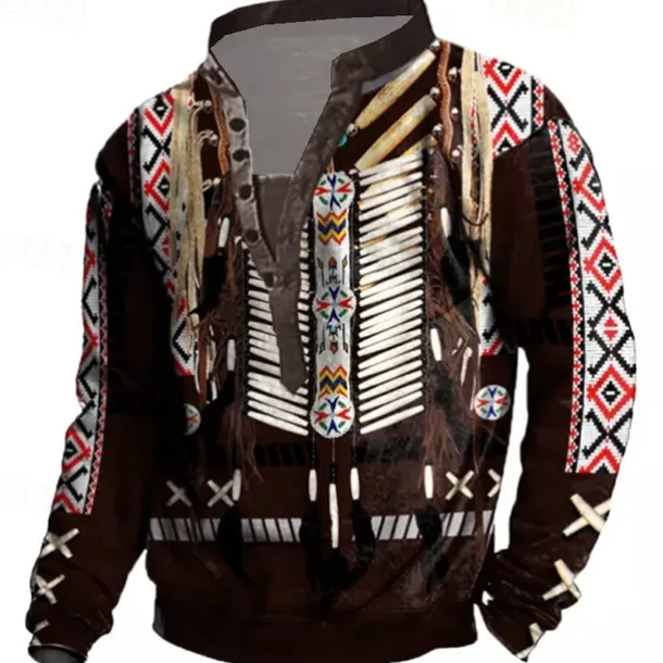 Men's Graphic Prints Sweatshirt Pullover Button Up Hoodie Long Sleeve Sweatshirt Standing Collar Streetwear Designer Casual 3D Print Casual Daily Sports Print Spring & Fall