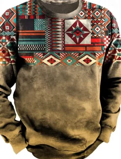 Men's Graphic Prints Sweatshirt Pullover Long Sleeve Sweatshirt Crew Neck Vintage Designer Basic 3D Print Sports & Outdoor Casual Daily Fall Spring & Fall