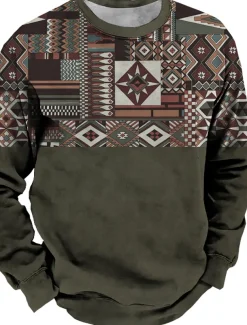 Men's Graphic Prints Sweatshirt Pullover Long Sleeve Sweatshirt Crew Neck Vintage Designer Basic 3D Print Sports & Outdoor Casual Daily Fall Spring & Fall