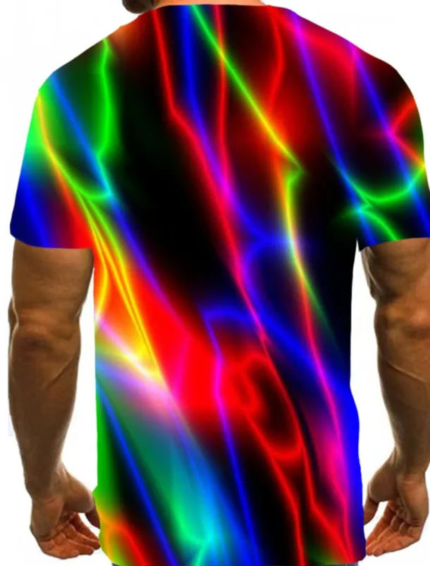 Men's Graphic Rainbow Shirt T shirt Short Sleeve T shirt 3D Print Round Neck Shirt Streetwear Exaggerated Basic Daily Going out Black Red Blue Clothing Apparel Plus Size Normal S M L XL XXL 3XL 4XL