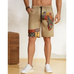 Men's Graphic Shorts Summer Shorts Beach Shorts Mid Waist Designer Ethnic Style Casual Daily Holiday Elastic Waist 3D Print Drawstring Designer Clothing Apparel