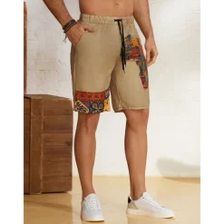 Men's Graphic Shorts Summer Shorts Beach Shorts Mid Waist Designer Ethnic Style Casual Daily Holiday Elastic Waist 3D Print Drawstring Designer Clothing Apparel