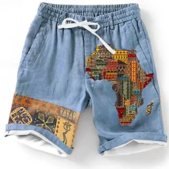 Men's Graphic Shorts Summer Shorts Beach Shorts Mid Waist Designer Ethnic Style Casual Daily Holiday Elastic Waist 3D Print Drawstring Designer Clothing Apparel