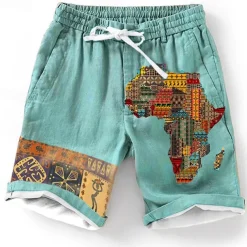 Men's Graphic Shorts Summer Shorts Beach Shorts Mid Waist Designer Ethnic Style Casual Daily Holiday Elastic Waist 3D Print Drawstring Designer Clothing Apparel