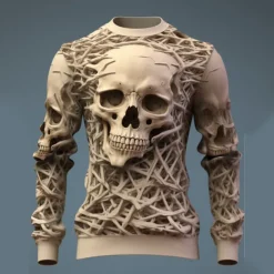 Men's Graphic Skeleton Skulls Sweatshirts Golf Pullover Sweatshirt Long Sleeve Sweatshirt Crew Neck Daily Casual Vintage Retro 3D Print Vacation Holiday Going out Print Spring & Fall