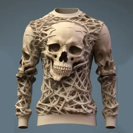 Men's Graphic Skeleton Skulls Sweatshirts Golf Pullover Sweatshirt Long Sleeve Sweatshirt Crew Neck Daily Casual Vintage Retro 3D Print Vacation Holiday Going out Print Spring & Fall
