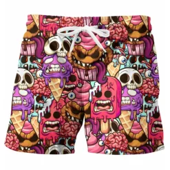 Men's Graphic Skull Swimming Trunks Board Shorts Swim Shorts Mid Waist Hawaiian Designer Boho Casual Daily Holiday Drawstring with Mesh lining Elastic Waist Designer Clothing Apparel