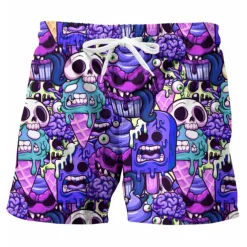 Men's Graphic Skull Swimming Trunks Board Shorts Swim Shorts Mid Waist Hawaiian Designer Boho Casual Daily Holiday Drawstring with Mesh lining Elastic Waist Designer Clothing Apparel