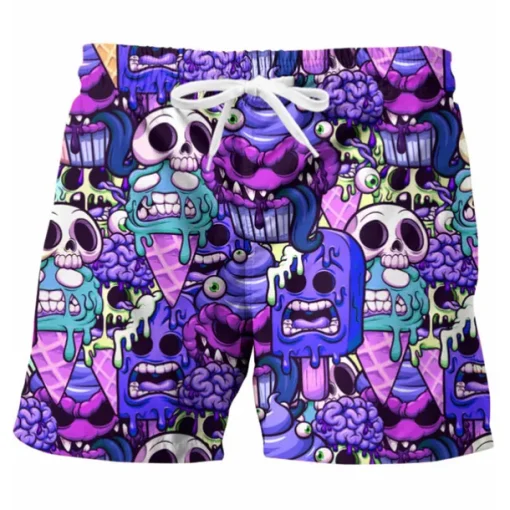 Men's Graphic Skull Swimming Trunks Board Shorts Swim Shorts Mid Waist Hawaiian Designer Boho Casual Daily Holiday Drawstring with Mesh lining Elastic Waist Designer Clothing Apparel