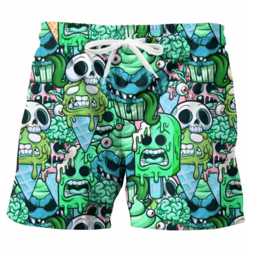 Men's Graphic Skull Swimming Trunks Board Shorts Swim Shorts Mid Waist Hawaiian Designer Boho Casual Daily Holiday Drawstring with Mesh lining Elastic Waist Designer Clothing Apparel