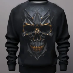 Men's Graphic Skulls Sweatshirts Golf Pullover Sweatshirt Long Sleeve Sweatshirt Crew Neck Fashion Daily Casual 3D Print Vacation Holiday Going out Print Spring & Fall
