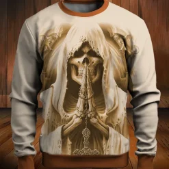 Men's Graphic Skulls Sweatshirts Golf Pullover Sweatshirt Long Sleeve Sweatshirt Crew Neck Fashion Daily Casual 3D Print Vacation Holiday Going out Print Spring & Fall