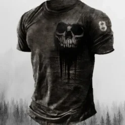 Men's Graphic Skulls T Shirt Halloween Shirt Tee Short Sleeve T shirt 3D Print Crew Neck Shirt Vintage Fashion Designer Outdoor Casual Daily Black Yellow Blue Spring & Summer Clothing Apparel S M L
