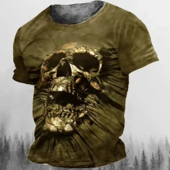 Men's Graphic Skulls T Shirt Halloween Shirt Tee Short Sleeve T shirt 3D Print Crew Neck Shirt Vintage Fashion Designer Outdoor Casual Daily Black Yellow Blue Spring & Summer Clothing Apparel S M L