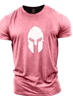 Men's Graphic Spartan T Shirt Tee 100% Cotton Short Sleeve Graphic Shirt Wine Navy Black on white Comfortable Tee Gym Fashion Designer Clothing