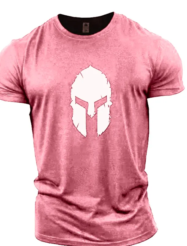 Men's Graphic Spartan T Shirt Tee 100% Cotton Short Sleeve Graphic Shirt Wine Navy Black on white Comfortable Tee Gym Fashion Designer Clothing