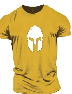 Men's Graphic Spartan T Shirt Tee 100% Cotton Short Sleeve Graphic Shirt Wine Navy Black on white Comfortable Tee Gym Fashion Designer Clothing