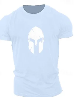 Men's Graphic Spartan T Shirt Tee 100% Cotton Short Sleeve Graphic Shirt Wine Navy Black on white Comfortable Tee Gym Fashion Designer Clothing