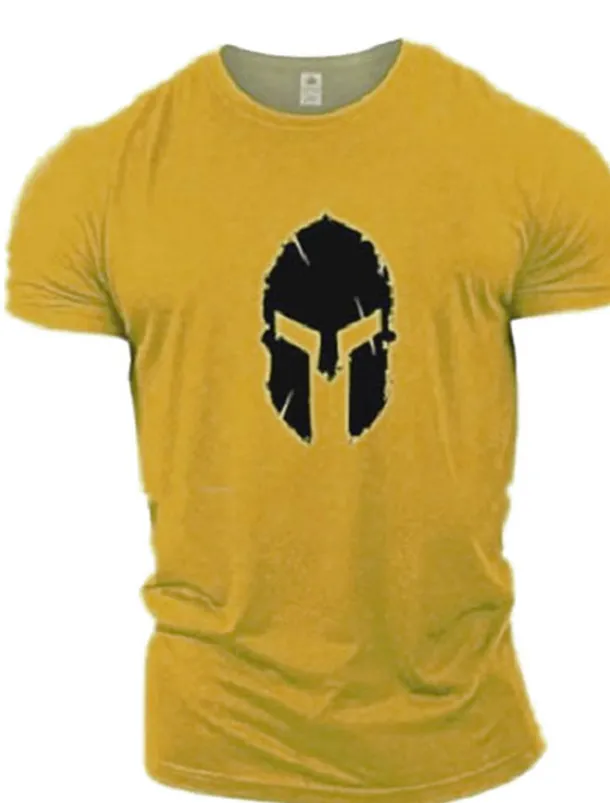 Men's Graphic Spartan T Shirt Tee 100% Cotton Short Sleeve Graphic Shirt Wine Navy Black on white Comfortable Tee Gym Fashion Designer Clothing