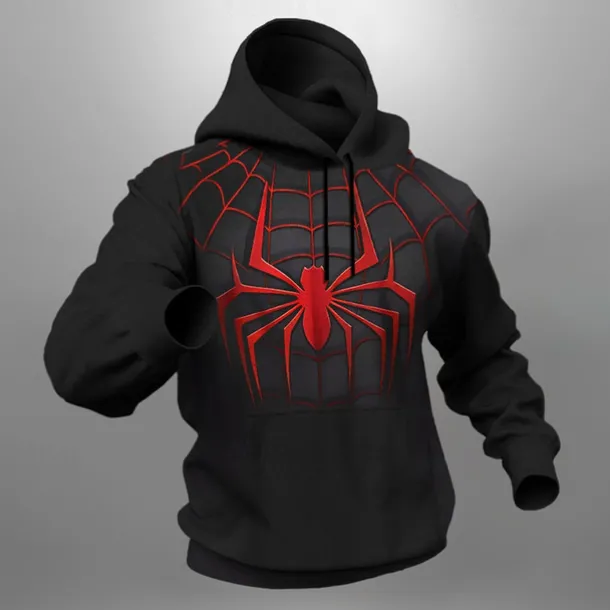 Men's Graphic Spider Hoodie Hoodies Sweatshirt Fashion Daily Long Sleeve Hooded Vacation Sports Outdoor Holiday Black Grey Black Print Front Pocket Spring & Fall Designer