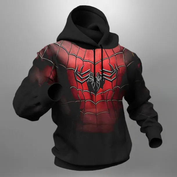 Men's Graphic Spider Hoodie Hoodies Sweatshirt Fashion Daily Long Sleeve Hooded Vacation Sports Outdoor Holiday Black Grey Black Print Front Pocket Spring & Fall Designer