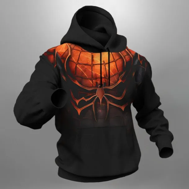 Men's Graphic Spider Hoodie Hoodies Sweatshirt Fashion Daily Long Sleeve Hooded Vacation Sports Outdoor Holiday Black Grey Black Print Front Pocket Spring & Fall Designer
