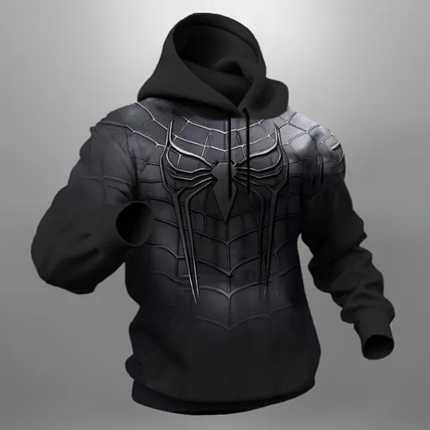 Men's Graphic Spider Hoodie Hoodies Sweatshirt Fashion Daily Long Sleeve Hooded Vacation Sports Outdoor Holiday Black Grey Black Print Front Pocket Spring & Fall Designer