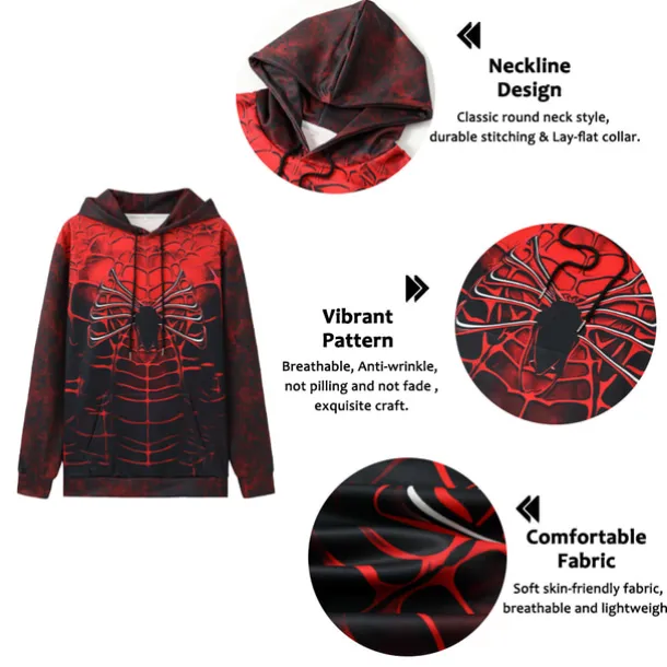 Men's Graphic Spiders Spider web Hoodie Hoodies Sweatshirt Fashion Daily Long Sleeve Hooded Vacation Sports Outdoor Holiday #1 #2 Print Front Pocket Spring & Fall Designer