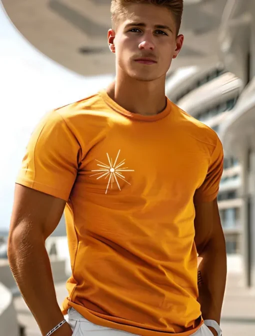Men's Graphic T Shirt Tee Top Short Sleeve T shirt Crew Neck Shirt Fashion Outdoor Casual Street Casual Daily Orange Spring & Summer Clothing Apparel S M L XL XXL
