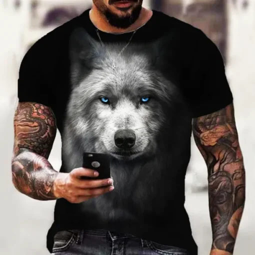 Men's Graphic Wolf T shirt Short Sleeve T shirt 3D Print Crew Neck Shirt Designer Classic Casual Daily Sports Weekend Black Gray Summer Clothing Apparel S M L XL XXL 3XL 4XL