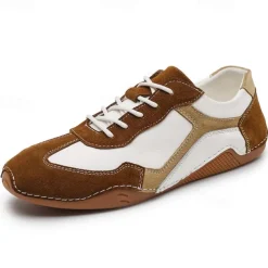 Men's Green and White Suede Sport Sneakers with Lace-Up Design - Comfortable and Stylish for Casual and Athletic Wear