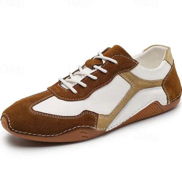 Men's Green and White Suede Sport Sneakers with Lace-Up Design - Comfortable and Stylish for Casual and Athletic Wear