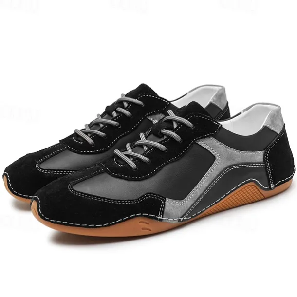 Men's Green and White Suede Sport Sneakers with Lace-Up Design - Comfortable and Stylish for Casual and Athletic Wear