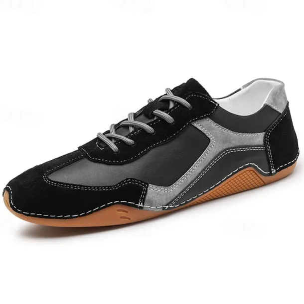 Men's Green and White Suede Sport Sneakers with Lace-Up Design - Comfortable and Stylish for Casual and Athletic Wear