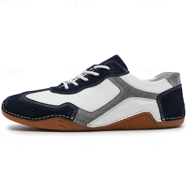 Men's Green and White Suede Sport Sneakers with Lace-Up Design - Comfortable and Stylish for Casual and Athletic Wear